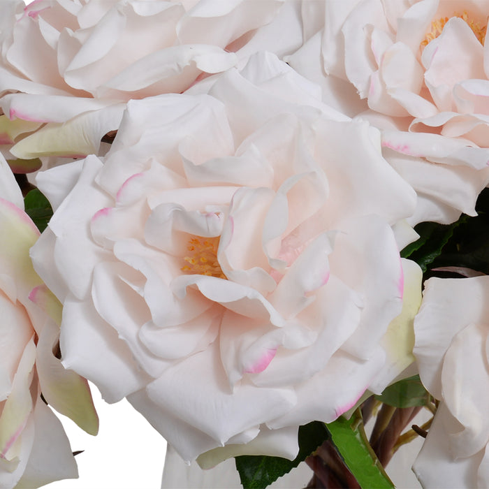 Rose Bouquet in Glass Light Pink 12"H