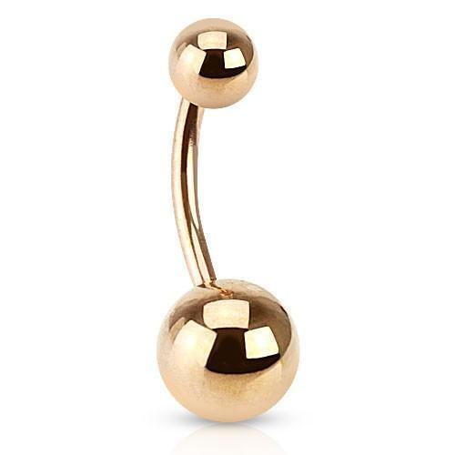 Rose Gold IP Belly Bar 16G 14G-My Body Piercing Jewellery