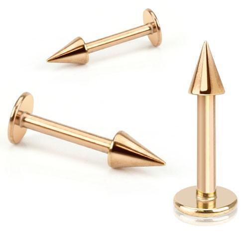 Rose Gold Spike Labret 16G 14G-My Body Piercing Jewellery