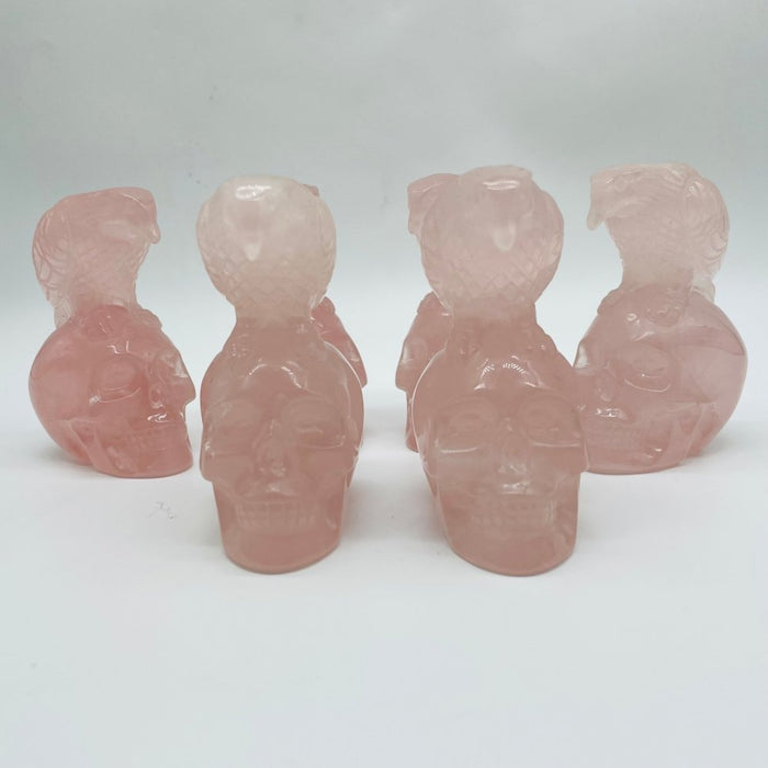 Rose Quartz Eagle Bird Skull Carving Wholesale -Wholesale Crystals