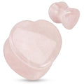 Rose Quartz Stone Heart Plug 6mm-16mm-My Body Piercing Jewellery