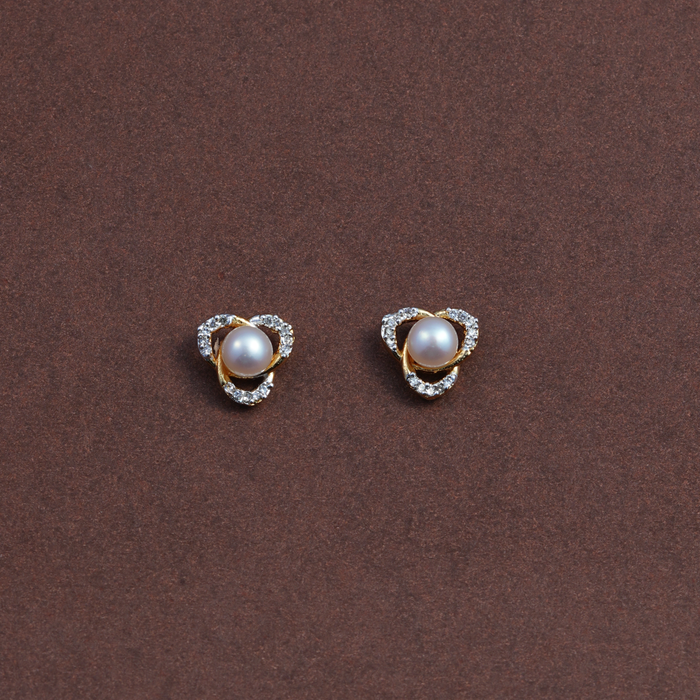 Royal Glow Freshwater White Pearl Stud Earrings