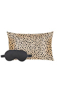 Satin Cheetah Pillowcase and Satin Black Eye Mask Set - Mildred Hoit