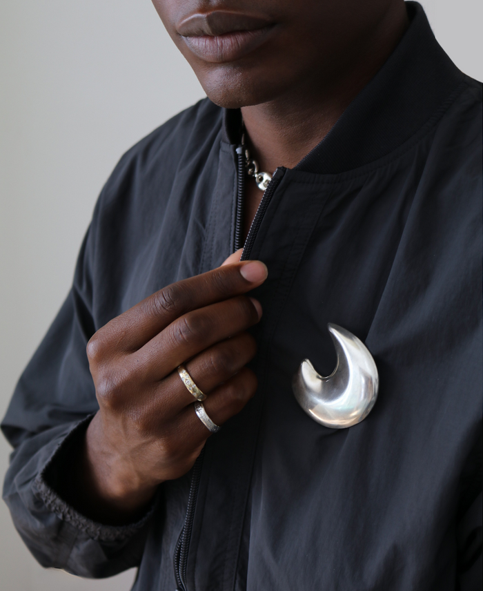 Sculptural Moon Brooch Silver