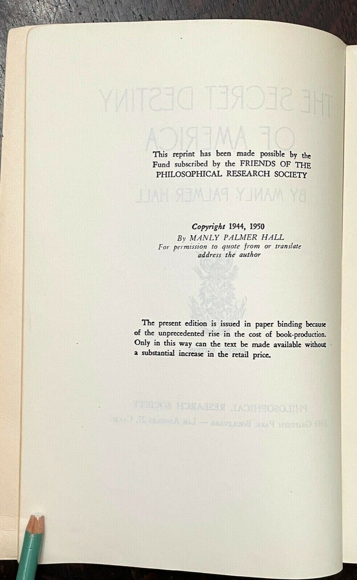 SECRET DESTINY OF AMERICA - Manly P. Hall, 1950 OCCULT MYSTIC NATION FOUNDATION