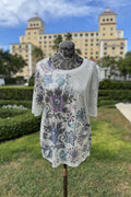 Sequined Silver Embroidered Flower Blouse - Mildred Hoit