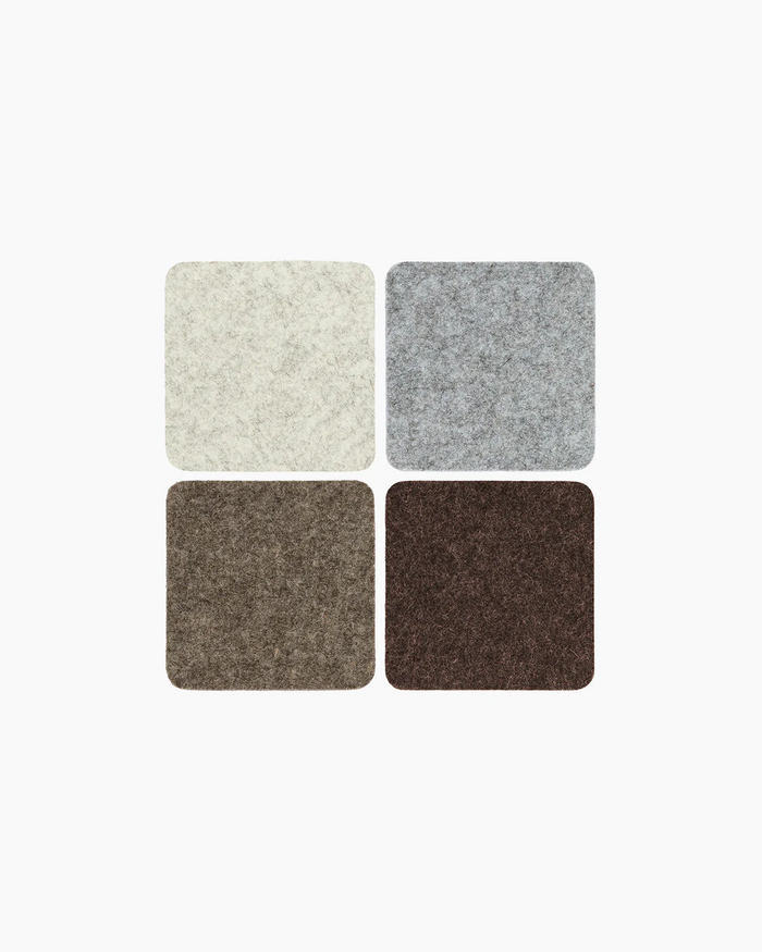 Set of Four Square Felt Coasters - Earth Mix