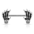 Body Jewelry - Skeleton Hands Nipple Bar 14G (Single)