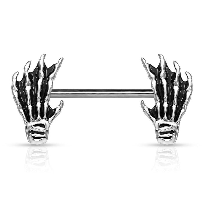 Body Jewelry - Skeleton Hands Nipple Bar 14G (Single)