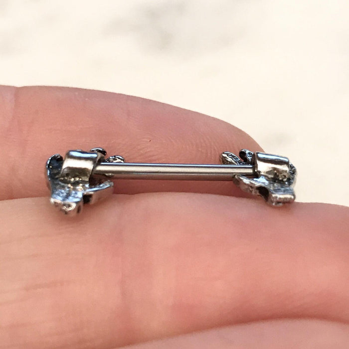 Body Jewelry - Skeleton Hands Nipple Bar 14G (Single)
