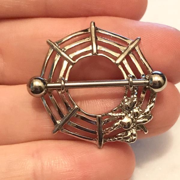 Body Jewelry - Spider And Web Nipple Shield 14G (Single)