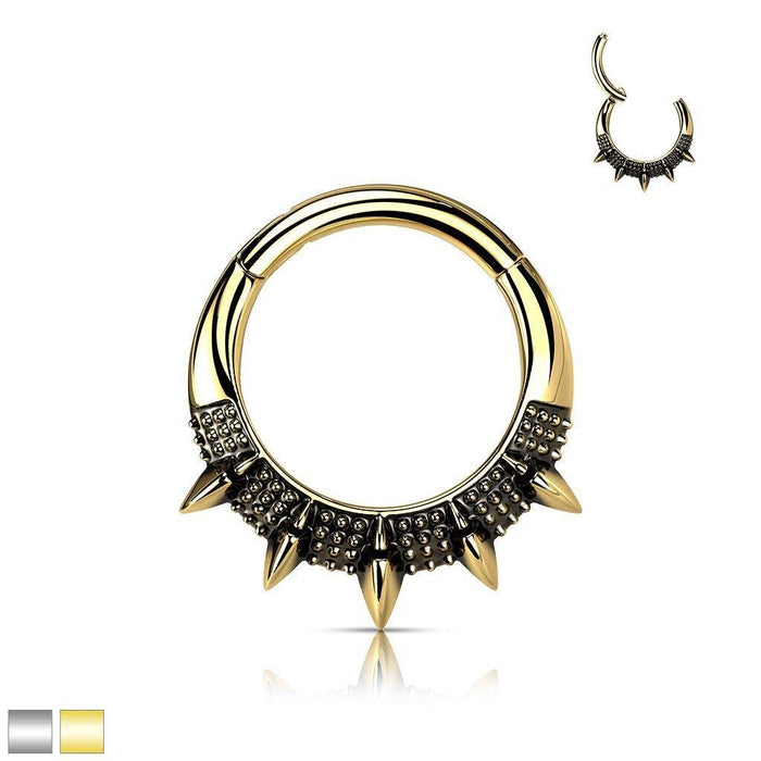 Body Jewelry - Spike Fan Hinged Ring 16G 8mm