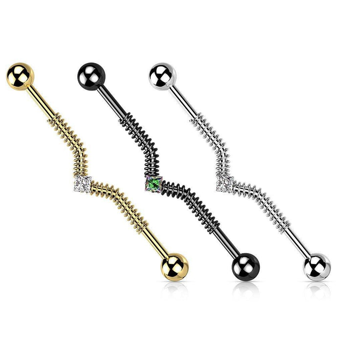Body Jewelry - Spring Gem Industrial 14G 38mm