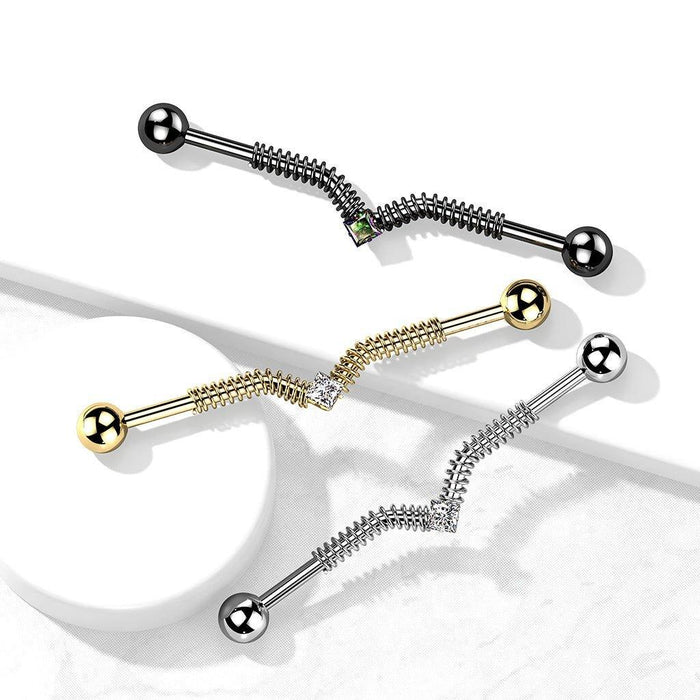 Body Jewelry - Spring Gem Industrial 14G 38mm