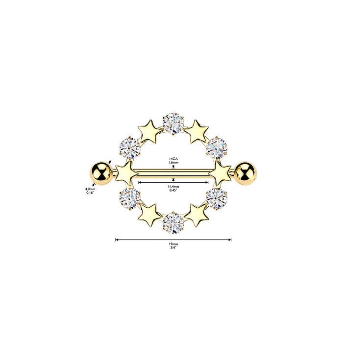 Stars Nipple Shield 14G (Single)