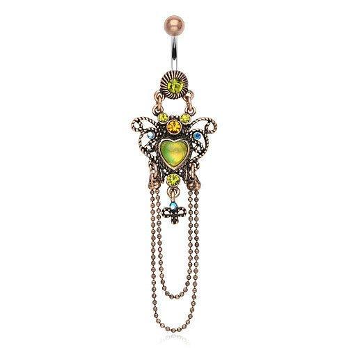 Body Jewelry - Stylised Butterfly Steampunk Belly Bar