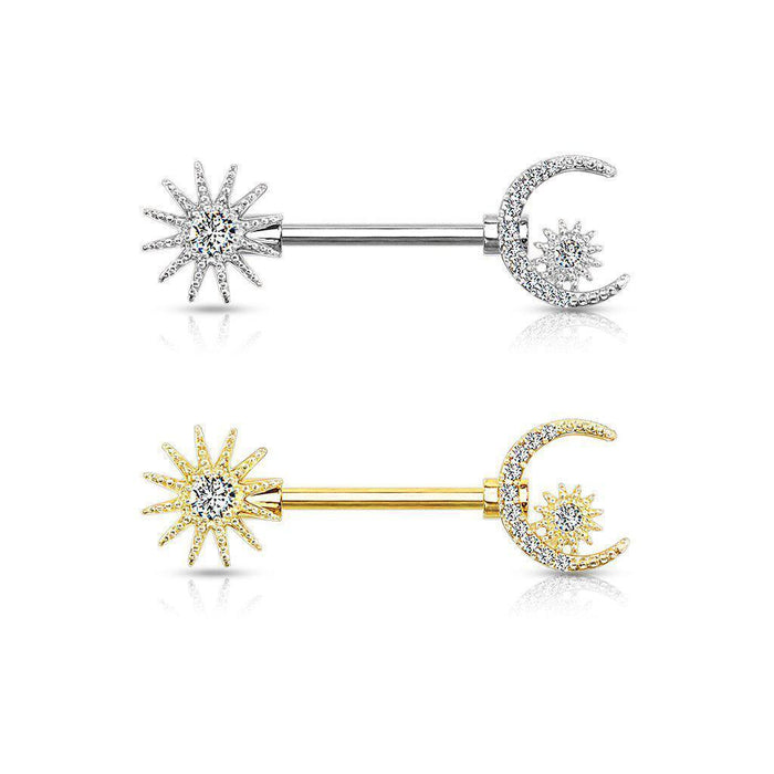 Body Jewelry - Sun And Moon Nipple Bar 14G
