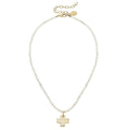 Susan Shaw Gold Cross on Freshwater Pearl Necklace