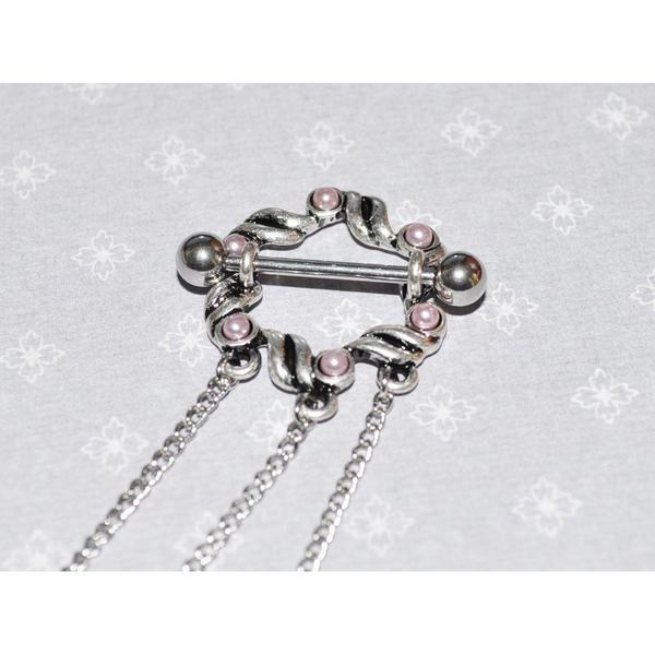 Body Jewelry - Swirl Triple Chain Nipple Shield 14G