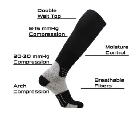 Graduated Compression Socks - Over-the-Calf (FSGCO) | Size Large Color Black