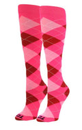 Krazisox HOT PINK Argyle Knee High Socks (LP051-312) | Size Small Color Hot Pink