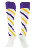 Candy Stripes Knee High Socks  (R8CS1) | Size Small Color Purple - Gold - White