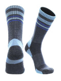 Striped Merino Wool Hiking Crew Sock (WC3177) | Size Medium Color Navy - Columbia Blue - Air Force Blue
