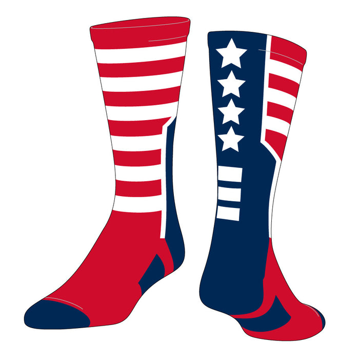 USA Flag Custom Sock with Logo (LUSA1) | Size X-Small