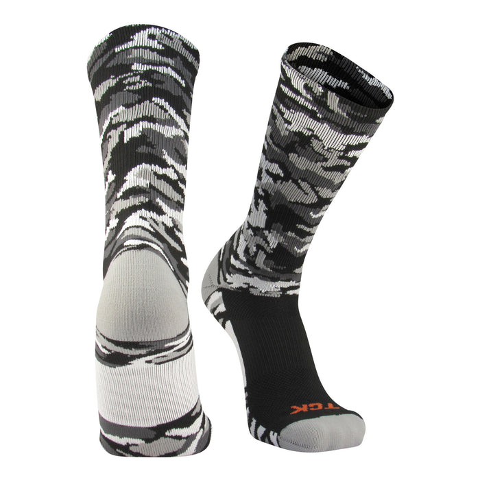 Woodland Camo Crew Socks (WCAMC) | Size Small Color Black