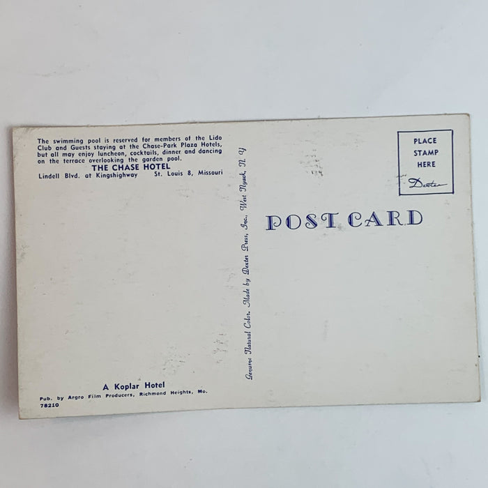 The Chase Hotel Pool Swimming Pool St Louis MO Missouri Postcard