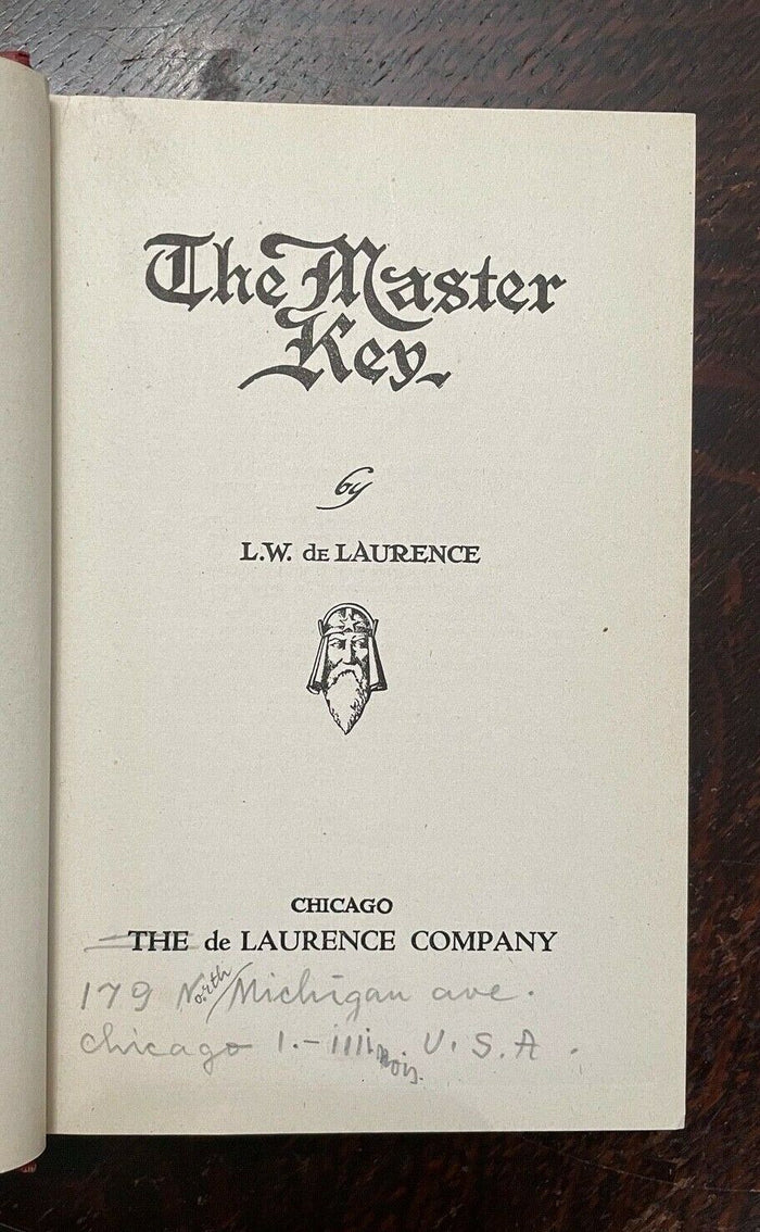 THE MASTER KEY - De Laurence, 1941 SPIRITUAL METAPHYSICAL PERSONAL DEVELOPMENT