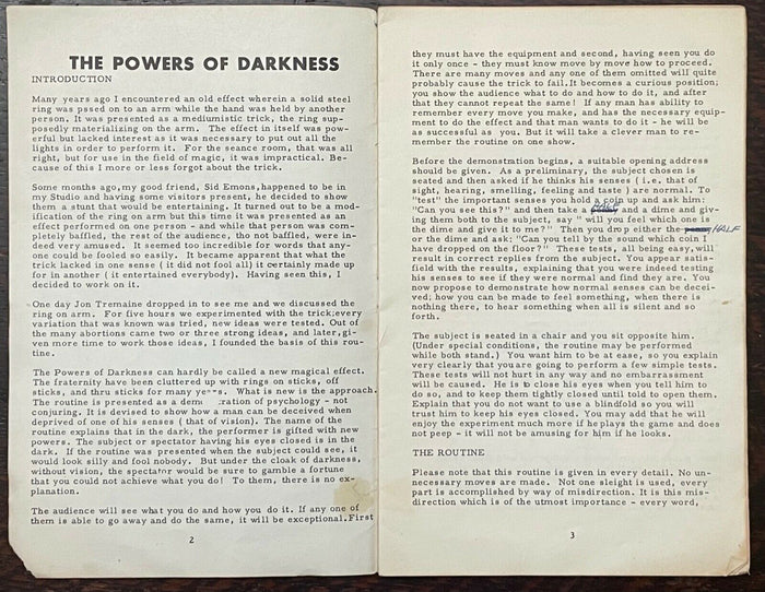 THE POWERS OF DARKNESS - Original Tony Corinda MAGIC MAGICIAN TRICK MENTALISM