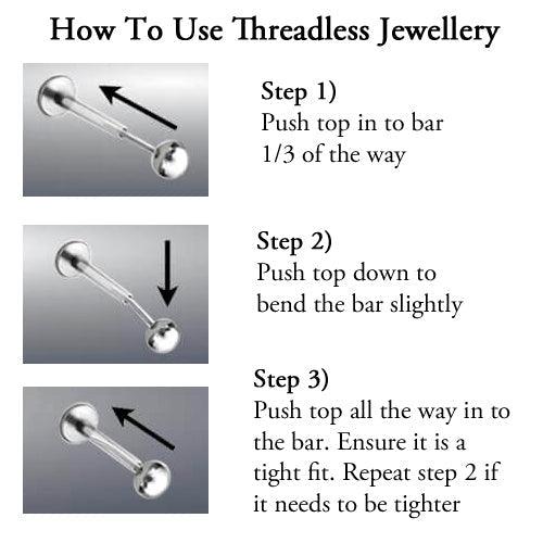 Body Jewelry - Threadless Heart Gem Nipple Bar 14G