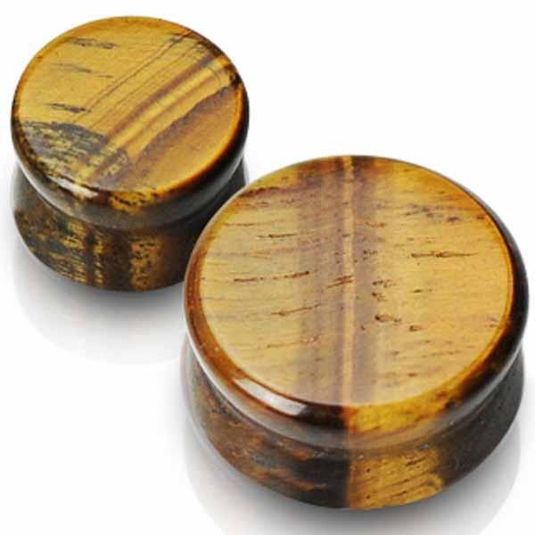 Body Jewelry - Tiger Eye Stone Plug 8G-1"