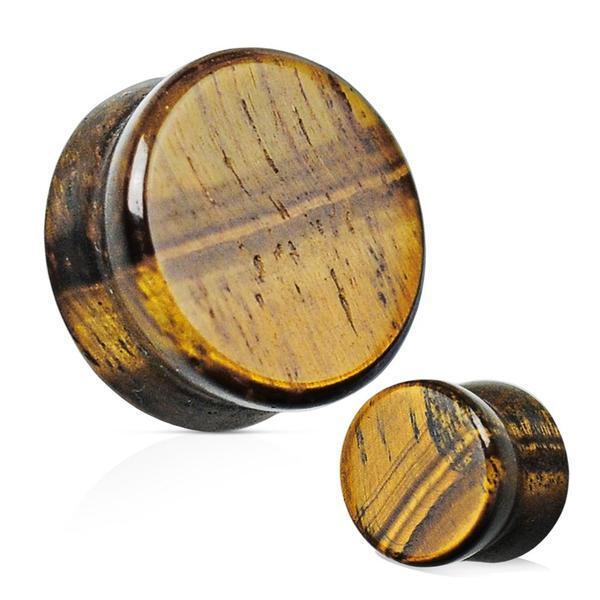 Body Jewelry - Tiger Eye Stone Plug 8G-1"