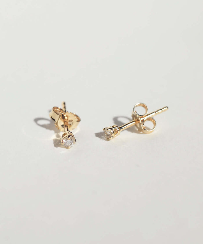 tiny diamond studs earrings gold Brooklyn New York