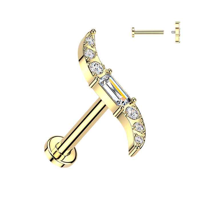 Titanium Baguette Wave Labret 16G
