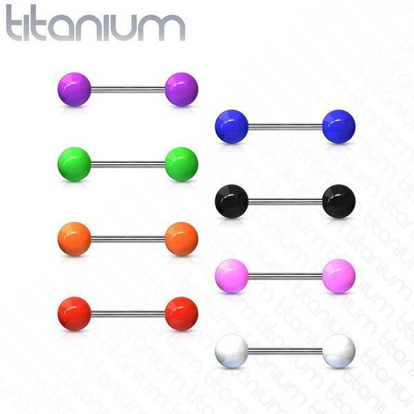 Body Jewelry - Titanium Barbell With Colour Ends 14G