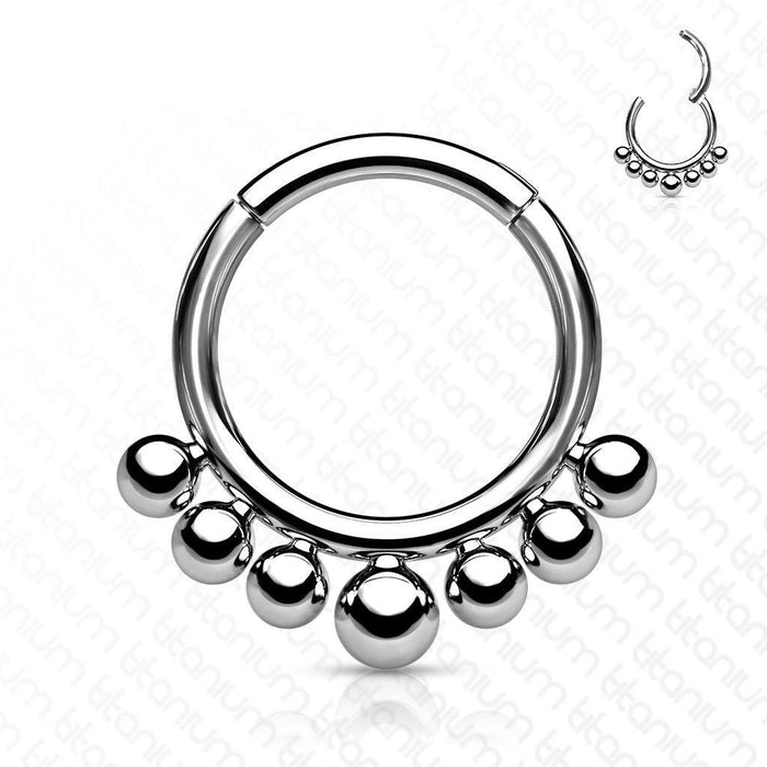 Body Jewelry - Titanium Bead Row Hinged Ring 16G