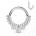 Body Jewelry - Titanium Beaded And Paved Hinged Ring 16G