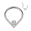 Titanium Gem Chevron Hinged Ring 16G