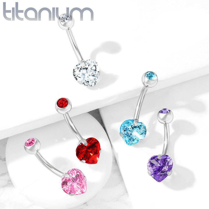 Body Jewelry - Titanium Heart Belly Bar 14G