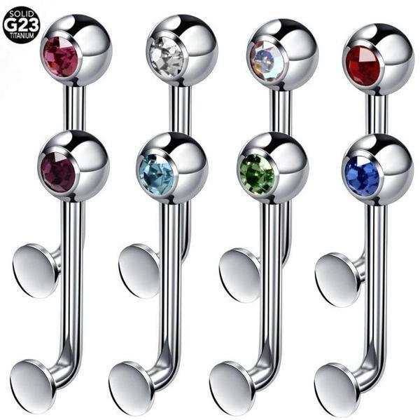 Body Jewelry - Titanium I.T. Flat Disc Gem Christina Bar 14G