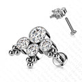 Body Jewelry - Titanium Multi Gem Cluster Labret 16G