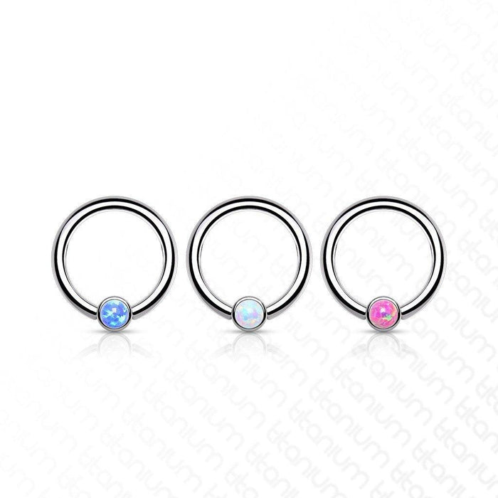 Body Jewelry - Titanium Opal Captive Ring 16G