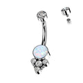 Body Jewelry - Titanium Opal Gem Cluster Belly Bar 14G