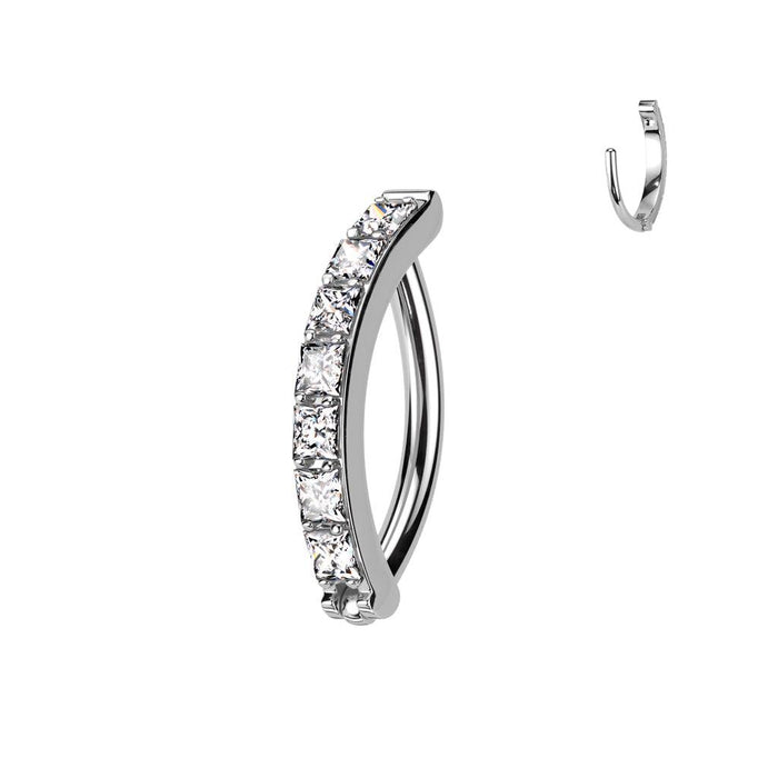 Body Jewelry - Titanium Paved Hinged Curve 16G 8mm