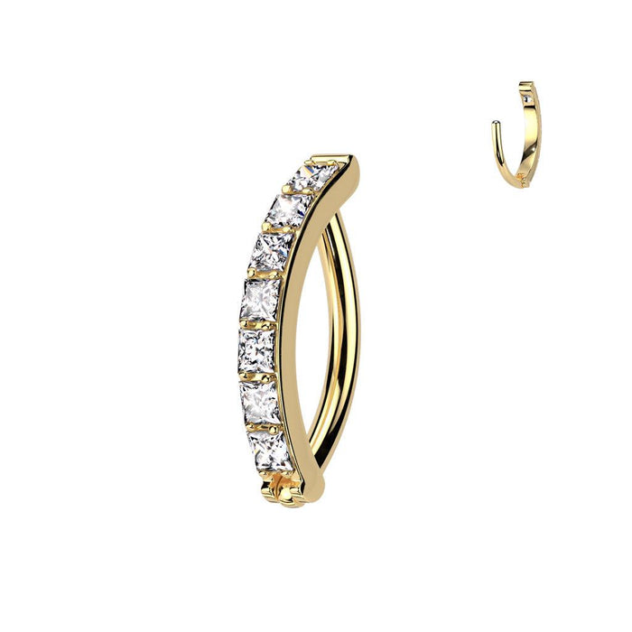 Body Jewelry - Titanium Paved Hinged Curve 16G 8mm