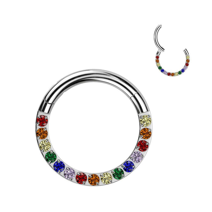 Body Jewelry - Titanium Pride Hinged Ring 18G 16G