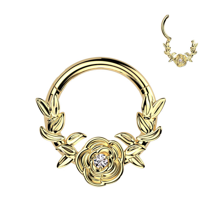 Titanium Rose Hinged Ring 16G